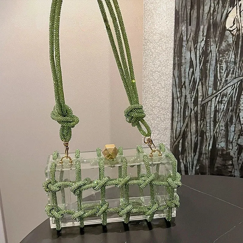 Clear Acrylic Diamond Box Clutch
