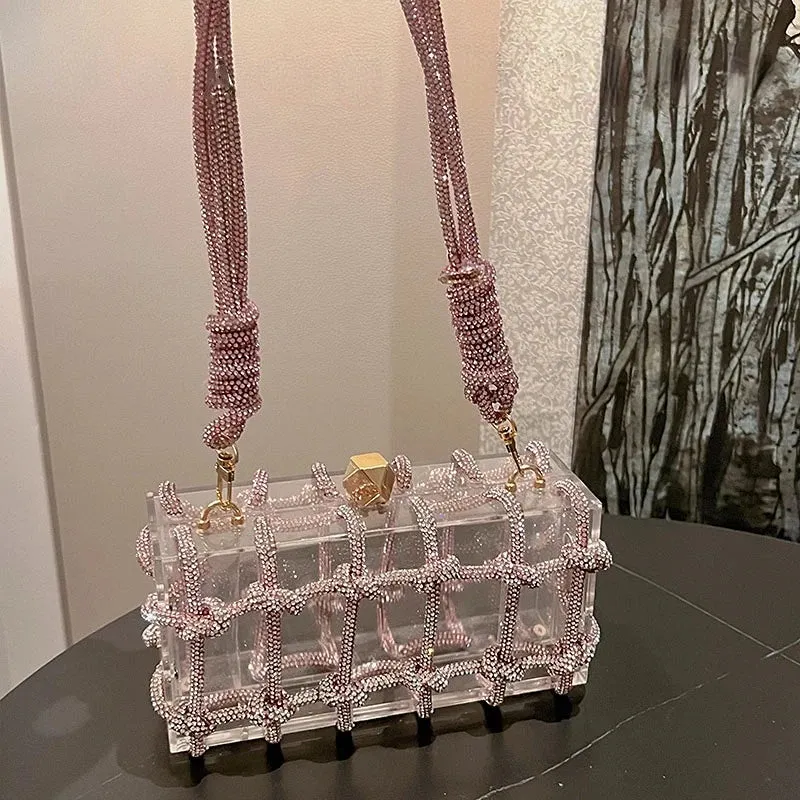 Clear Acrylic Diamond Box Clutch