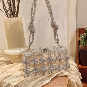 Clear Acrylic Diamond Box Clutch