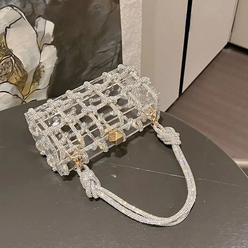 Clear Acrylic Diamond Box Clutch