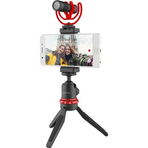 [CLEARANCE] Boya BY-VG330 Vlogger Kit Video Rig with Microphone, Mini Tripod Extension Tube Ball Head and Phone Holder Clamp