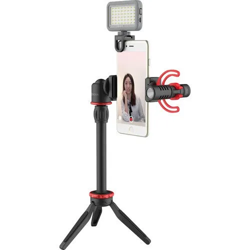 [CLEARANCE] Boya BY-VG330 Vlogger Kit Video Rig with Microphone, Mini Tripod Extension Tube Ball Head and Phone Holder Clamp