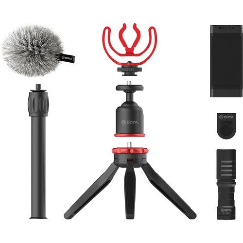 [CLEARANCE] Boya BY-VG330 Vlogger Kit Video Rig with Microphone, Mini Tripod Extension Tube Ball Head and Phone Holder Clamp