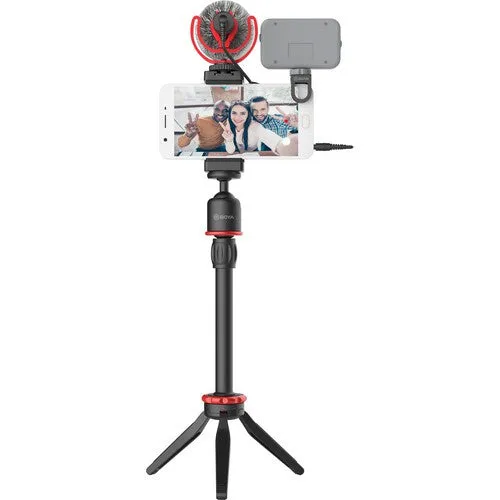 [CLEARANCE] Boya BY-VG330 Vlogger Kit Video Rig with Microphone, Mini Tripod Extension Tube Ball Head and Phone Holder Clamp
