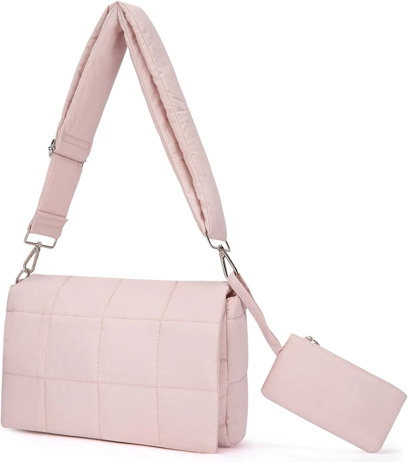 CLUCI Puffer Shoulder Bag Puffy Crossbody Purse for Women Middle Tote Bag Lightweight Cotton Padded Hobo Handbag