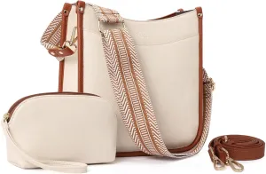 CLUCI Purses for Women, Vegen Leather Crossbody Bags for Woman Trendy, 2PCS Hobo Handbag with 2 Adjustable Guitar Strap