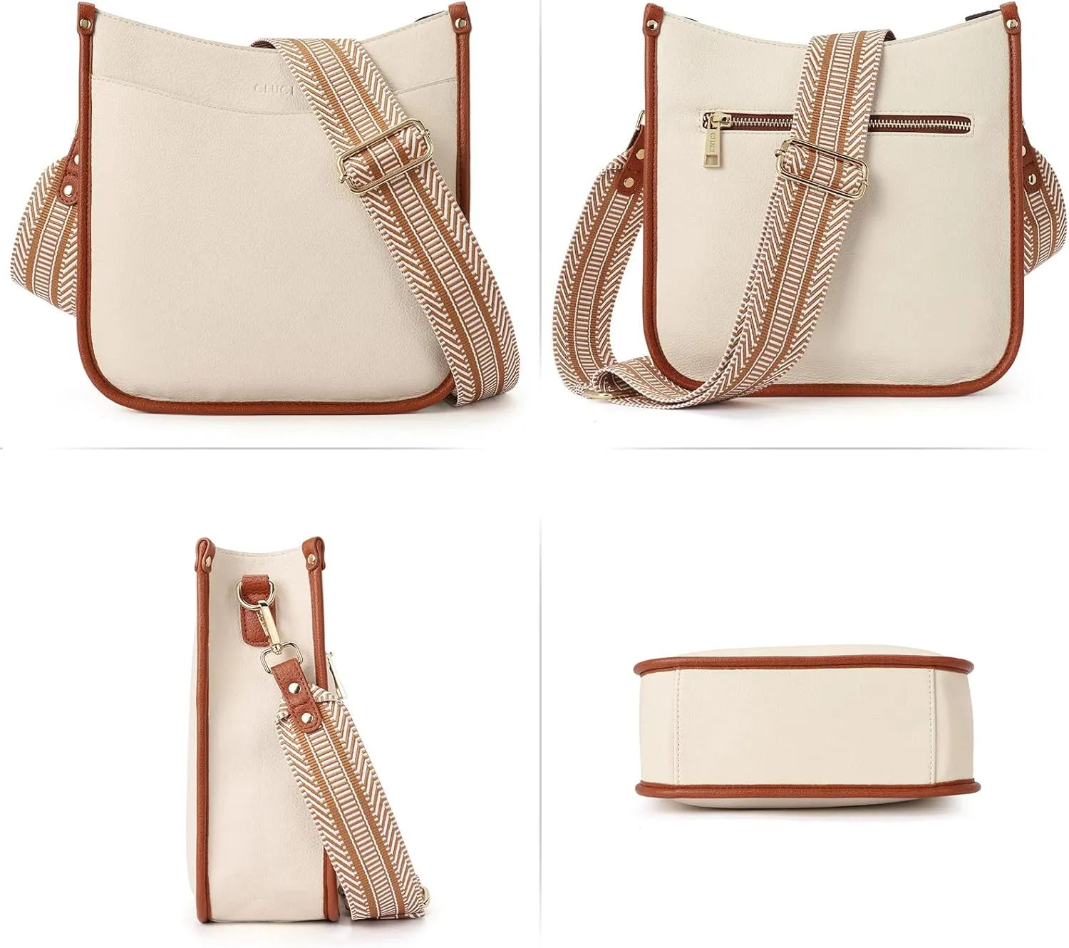 CLUCI Purses for Women, Vegen Leather Crossbody Bags for Woman Trendy, 2PCS Hobo Handbag with 2 Adjustable Guitar Strap