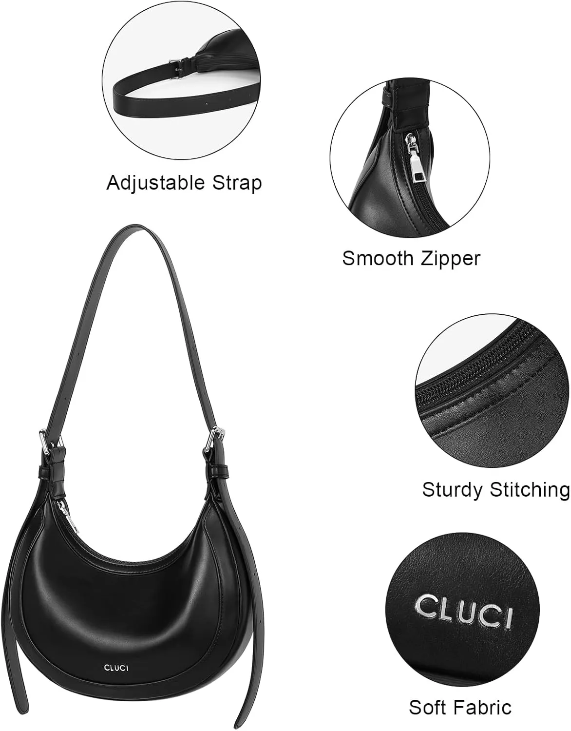 CLUCI Shoulder Bag,Purses for Women Dumpling Small Hobo Bags Vegan Leather Ladies Clutch with Adjustable Strap