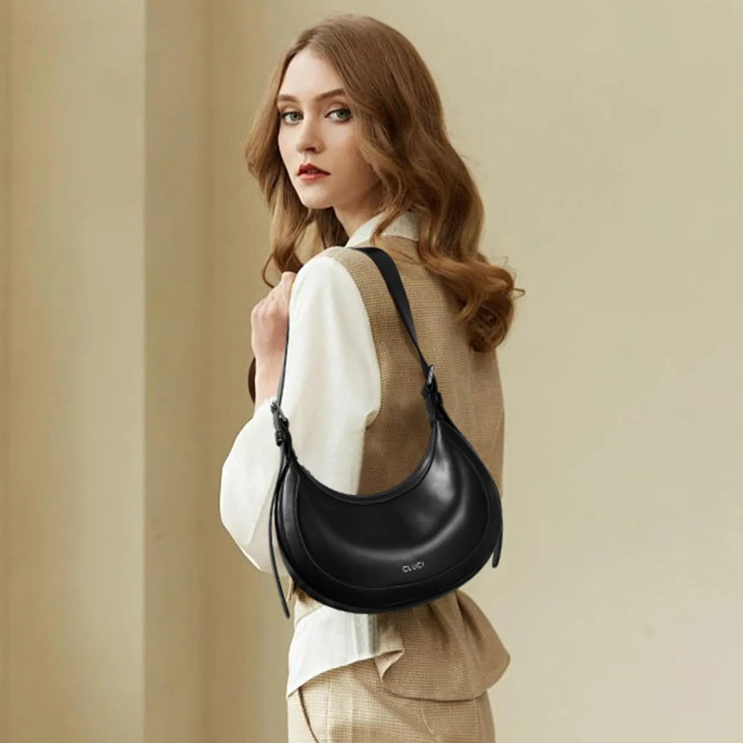 CLUCI Shoulder Bag,Purses for Women Dumpling Small Hobo Bags Vegan Leather Ladies Clutch with Adjustable Strap