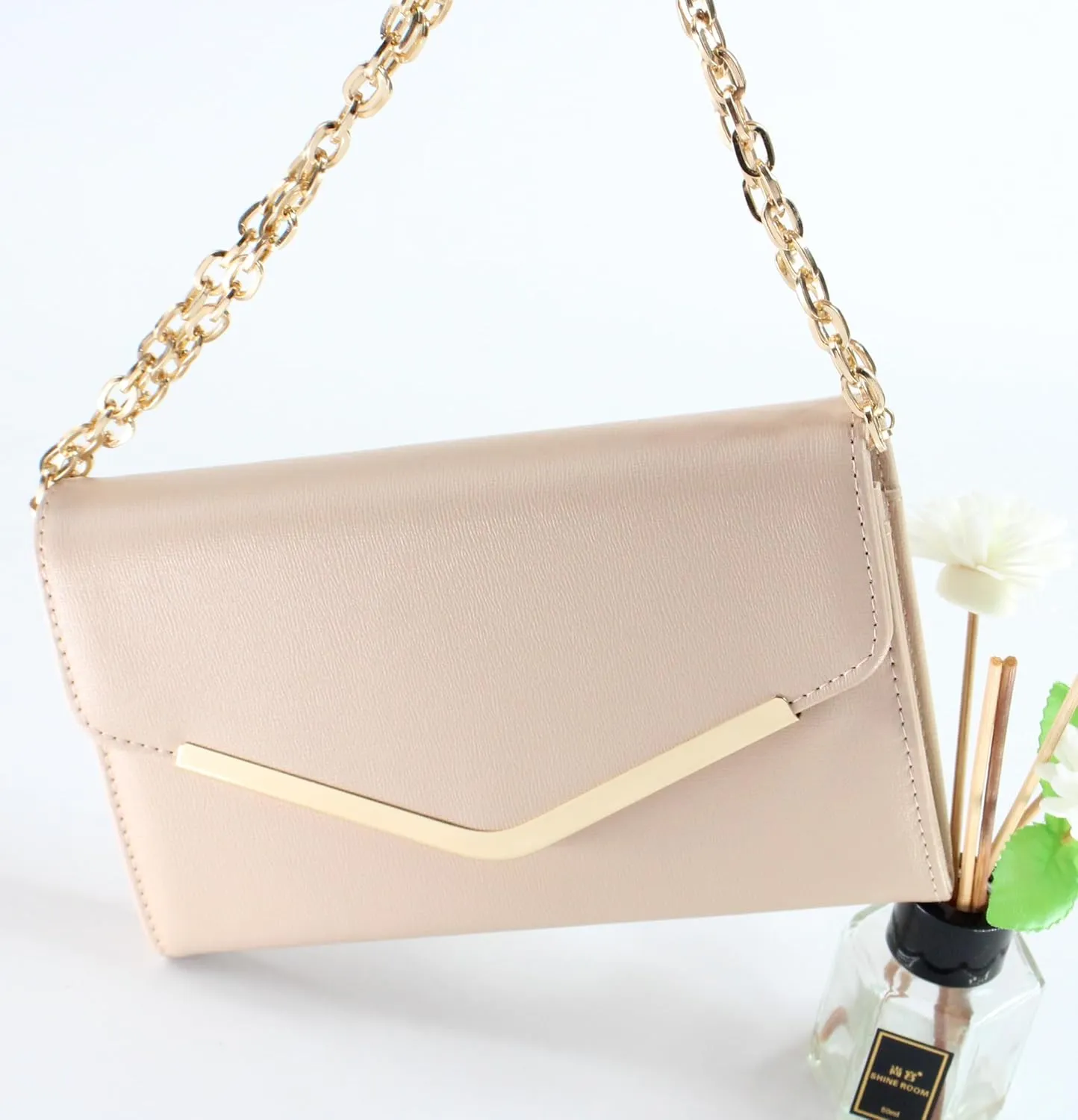 Clutch Purse Evening Bag for Women, Envelope Handbag With Detachable Chain for Wedding and Party