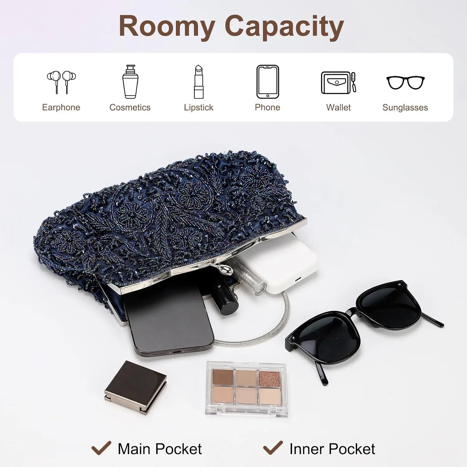 Clutch Purse Evening Clutch Bag Handbag Cross Body Bag Wallet for Women Formal Wedding Club Party
