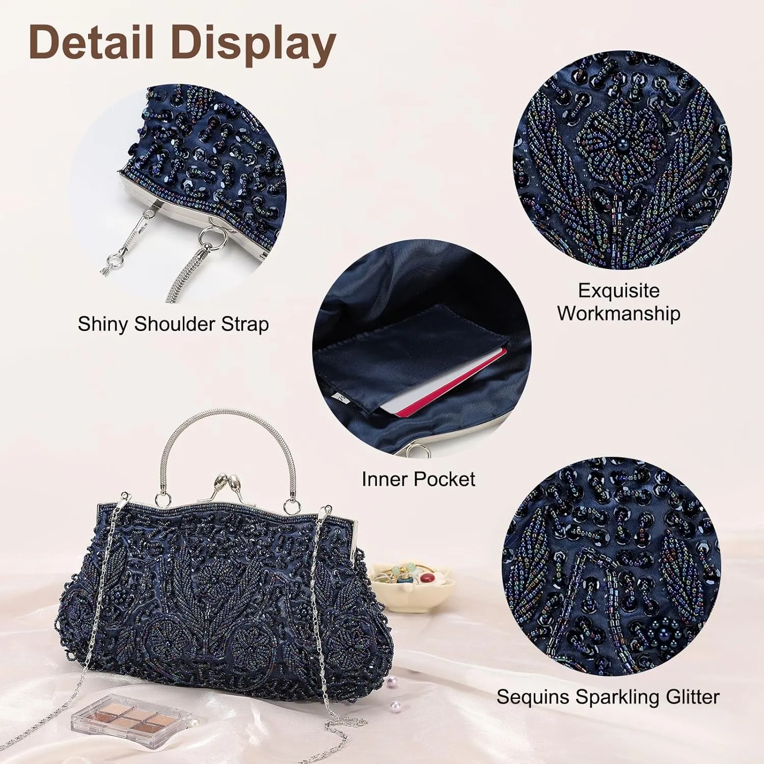 Clutch Purse Evening Clutch Bag Handbag Cross Body Bag Wallet for Women Formal Wedding Club Party