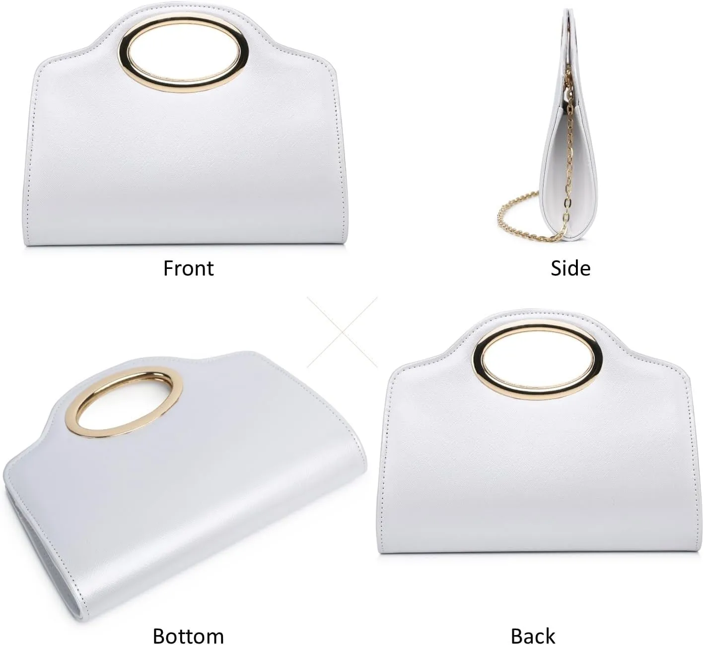 Clutch Purses for Women Cut Out Handle Clutch PU Leather/Straw Evening Bag for Wedding Party and Prom