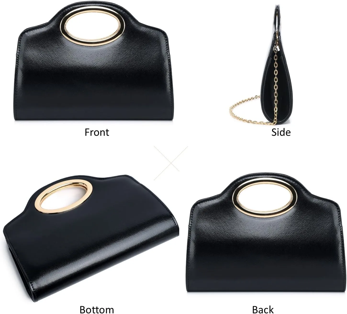 Clutch Purses for Women Cut Out Handle Clutch PU Leather/Straw Evening Bag for Wedding Party and Prom