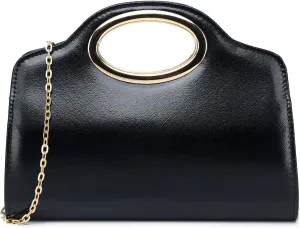Clutch Purses for Women Cut Out Handle Clutch PU Leather/Straw Evening Bag for Wedding Party and Prom