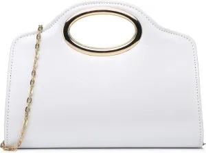 Clutch Purses for Women Cut Out Handle Clutch PU Leather/Straw Evening Bag for Wedding Party and Prom