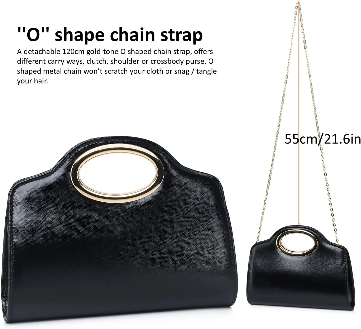 Clutch Purses for Women Cut Out Handle Clutch PU Leather/Straw Evening Bag for Wedding Party and Prom