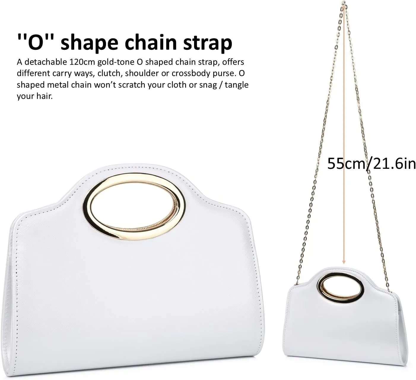 Clutch Purses for Women Cut Out Handle Clutch PU Leather/Straw Evening Bag for Wedding Party and Prom