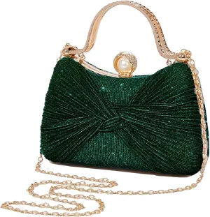 Clutch Purses for Women Handbags Shiny Sequin Wedding Silver Cross Body Purses with Chain,Wedding Prom Party Club