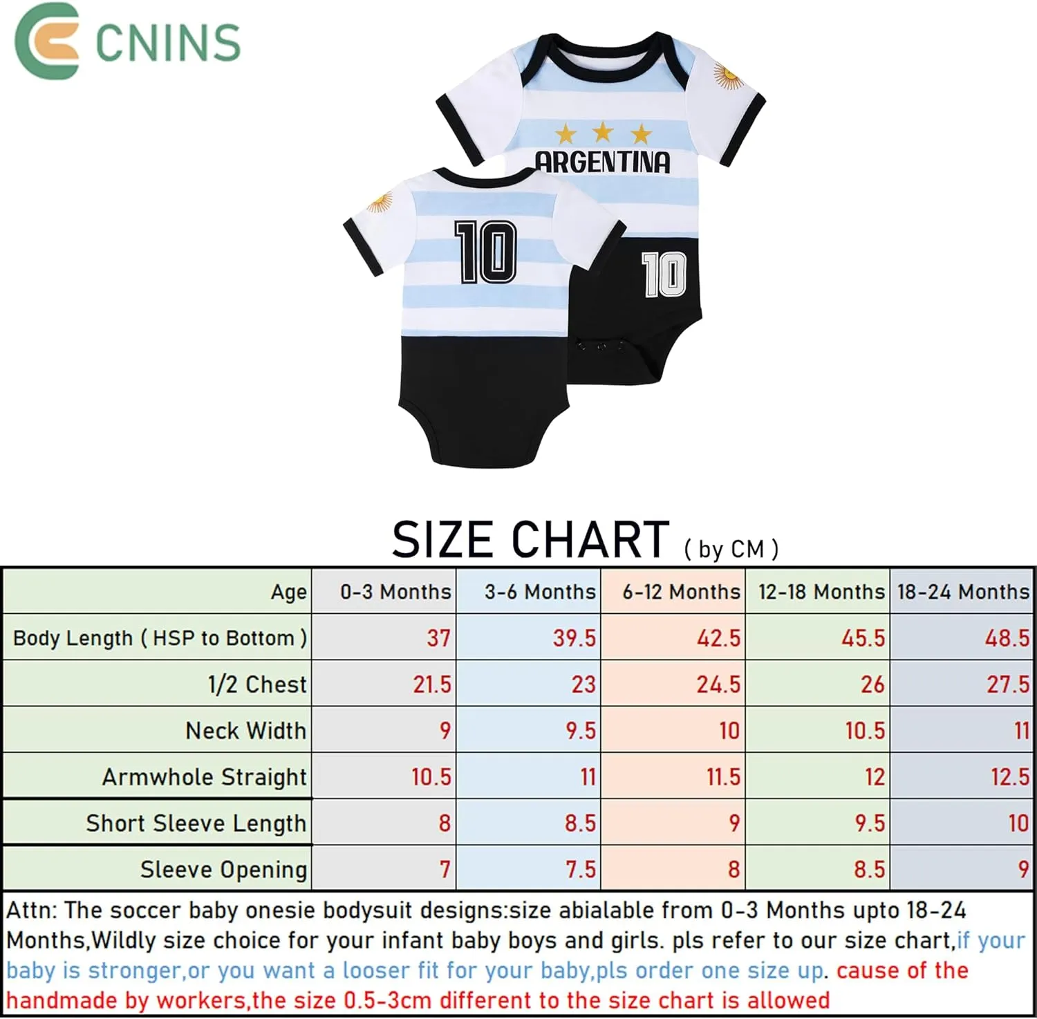 Cnins Sporty Baby Bodysuit 0-24M, Soccer-Themed Infant Onesie for Game Days, Family Matching Outfits, Party & Gift