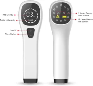 Cold Laser Human/Vet Device with LED Display Targets Joint and Muscles for Infrared Light(2x808nm  12X650nm)