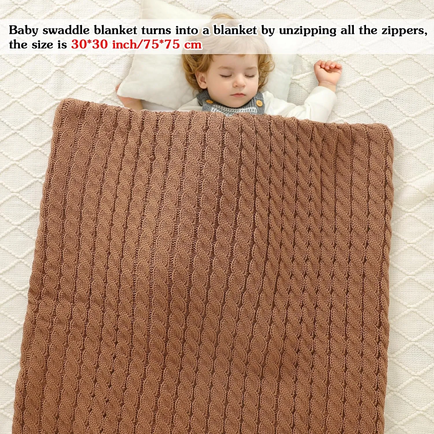Colorful Newborn Baby Swaddle Blanket Wrap,Infant Toddler Thick Knit Soft Warm Fleece Receiving Blanket Swaddle Sleeping Bag Sack Stroller Wrap for 0-12 Month Baby (New Coffee)