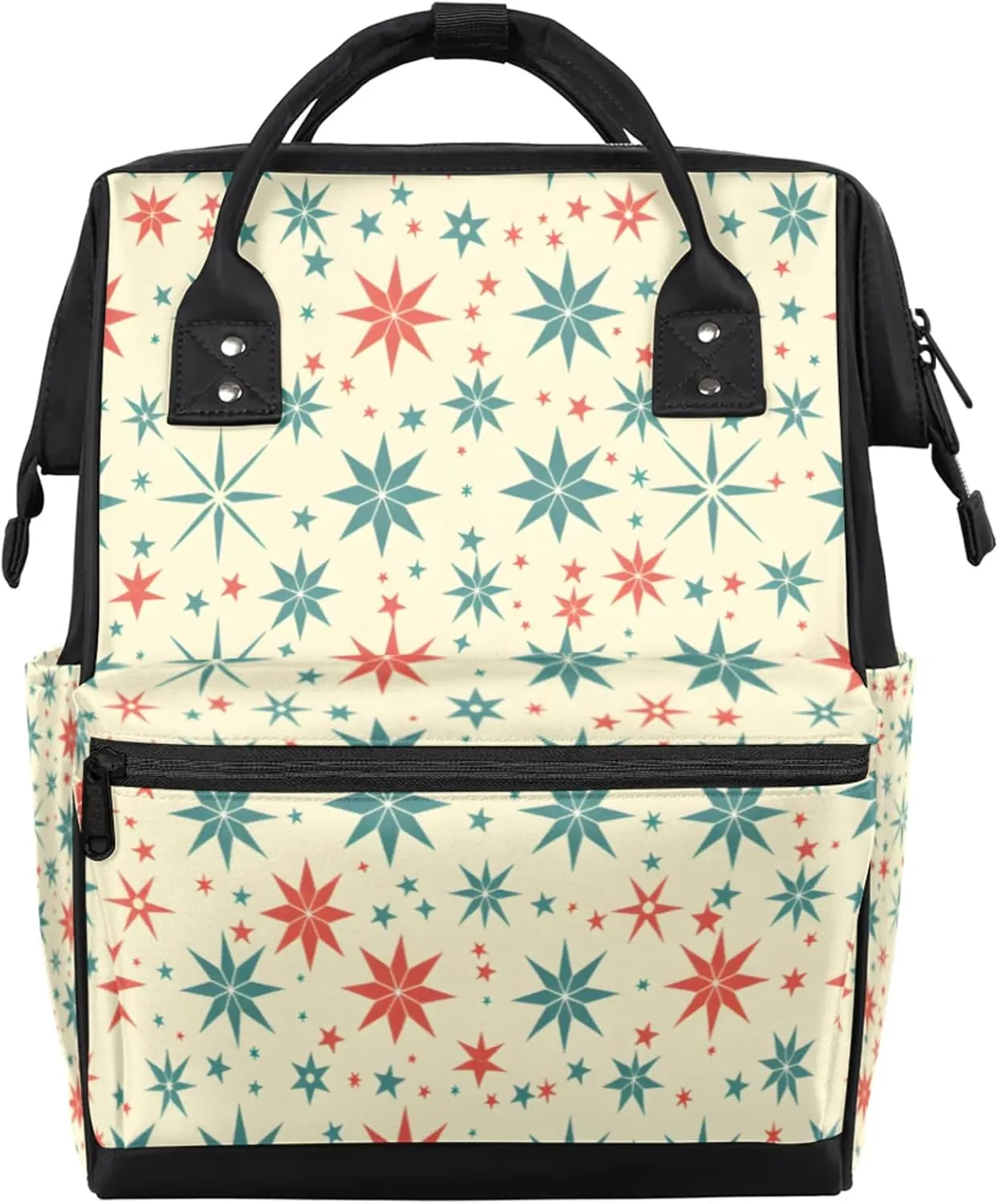 Colourful Abstract Snowflake Pictures Diaper Bag Mommy Bags With Adjustable Shoulder Strap Waterproof Multifunction Shoulder Bag Travel Large Capacity Backpack for Moms And Dads