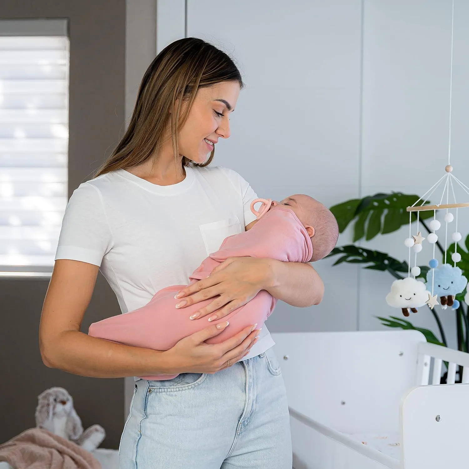 Comfy Cubs Easy Swaddle Blanket, 3 Pack - 100% Cotton Newborn Wrap, Small for 0-3 Months Infants, with Adjustable Velcro, Breathable and Durable Sleep Sack for Babies - Blush, Mauve & Mulberry