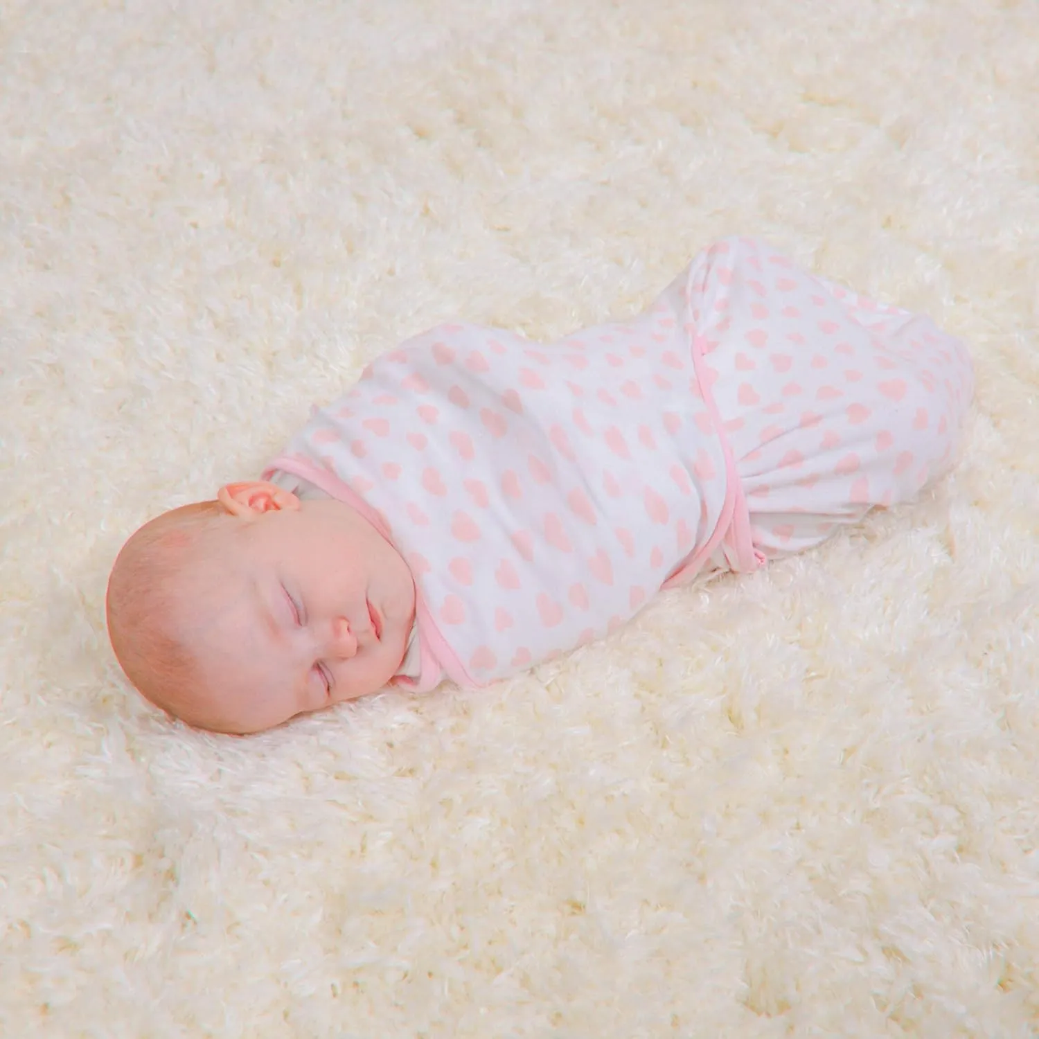 Comfy Cubs Easy Swaddle Blanket, 3 Pack - 100% Cotton Newborn Wrap, Small for 0-3 Months Infants, with Adjustable Velcro, Breathable and Durable Sleep Sack for Babies - Pink