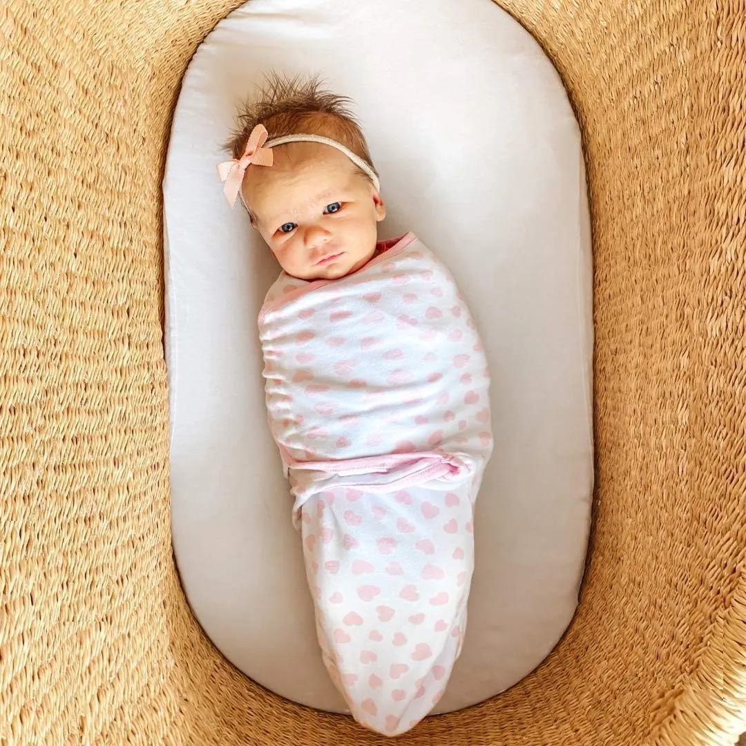 Comfy Cubs Easy Swaddle Blanket, 3 Pack - 100% Cotton Newborn Wrap, Small for 0-3 Months Infants, with Adjustable Velcro, Breathable and Durable Sleep Sack for Babies - Pink