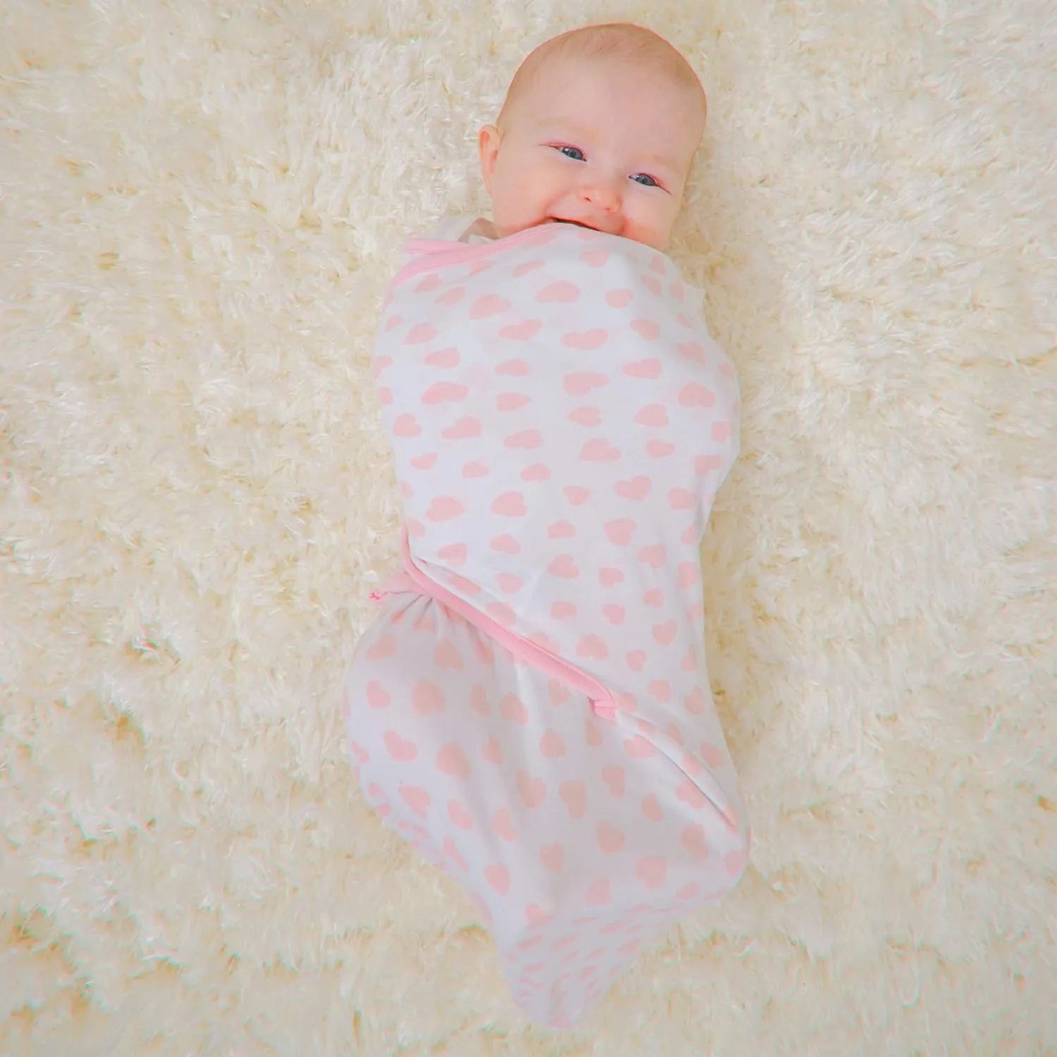 Comfy Cubs Easy Swaddle Blanket, 3 Pack - 100% Cotton Newborn Wrap, Small for 0-3 Months Infants, with Adjustable Velcro, Breathable and Durable Sleep Sack for Babies - Pink