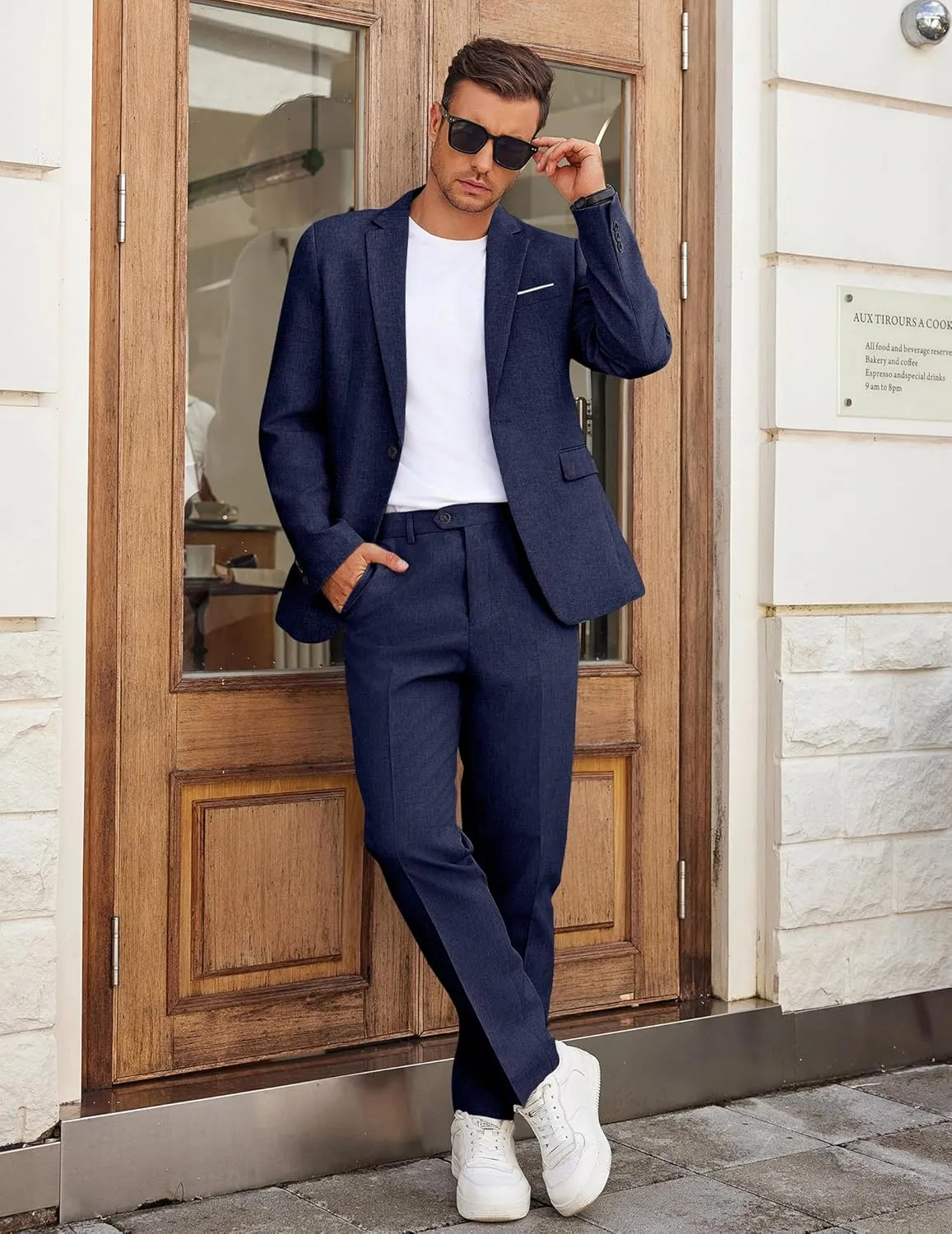 COOFANDY Men Suits Classic Fit 2 Piece Suit Set One Button Casual Blazer Wedding Bussiness Suit Separates