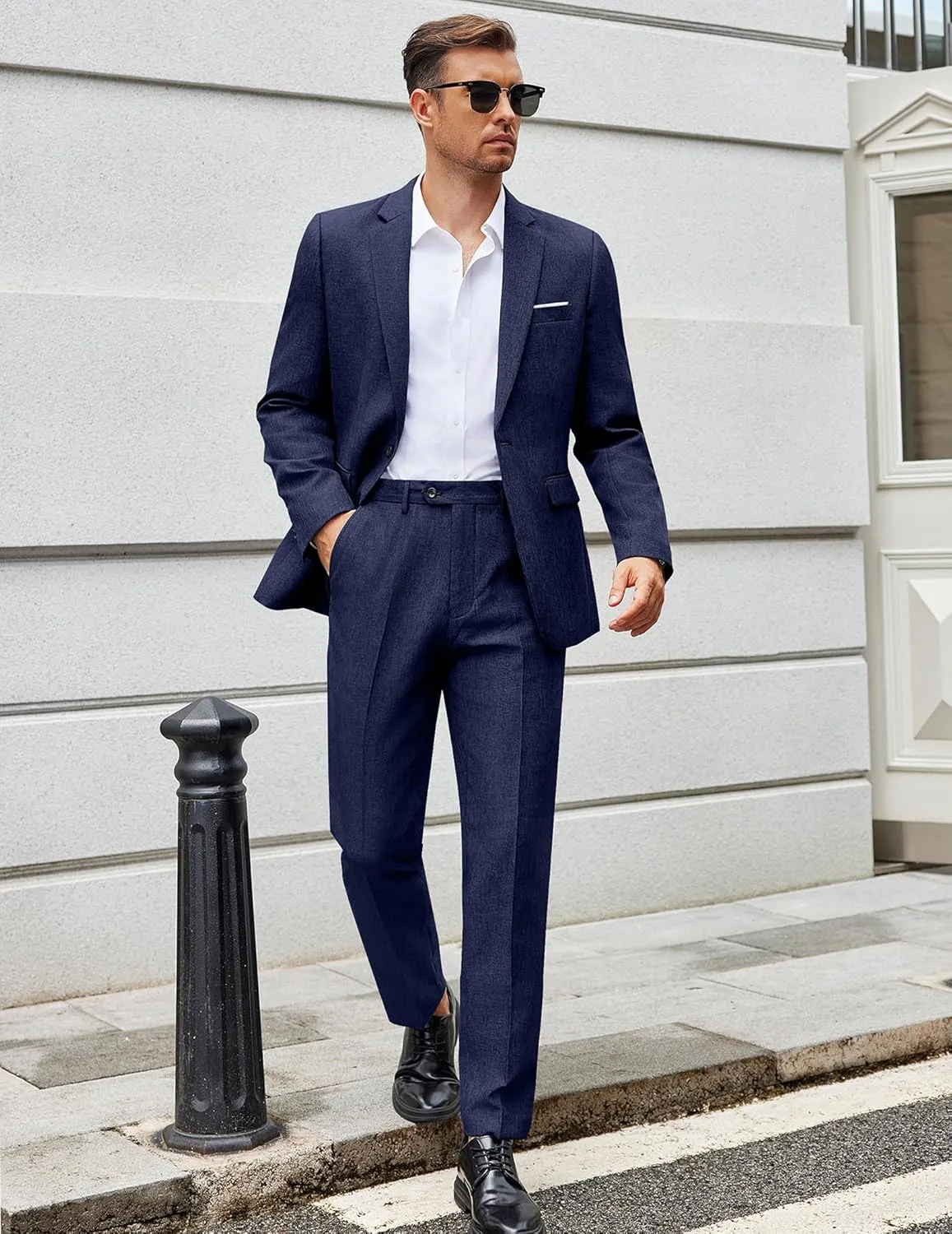 COOFANDY Men Suits Classic Fit 2 Piece Suit Set One Button Casual Blazer Wedding Bussiness Suit Separates