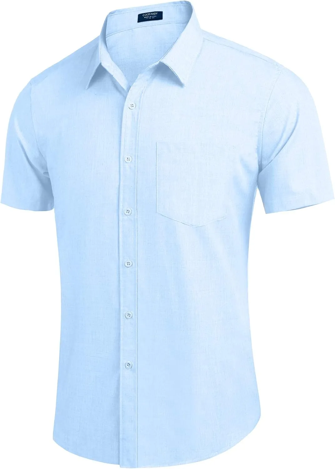 COOFANDY Men's Casual Button Down Shirts Short Sleeve Linen Shirts Summer Beach Dress Shirt