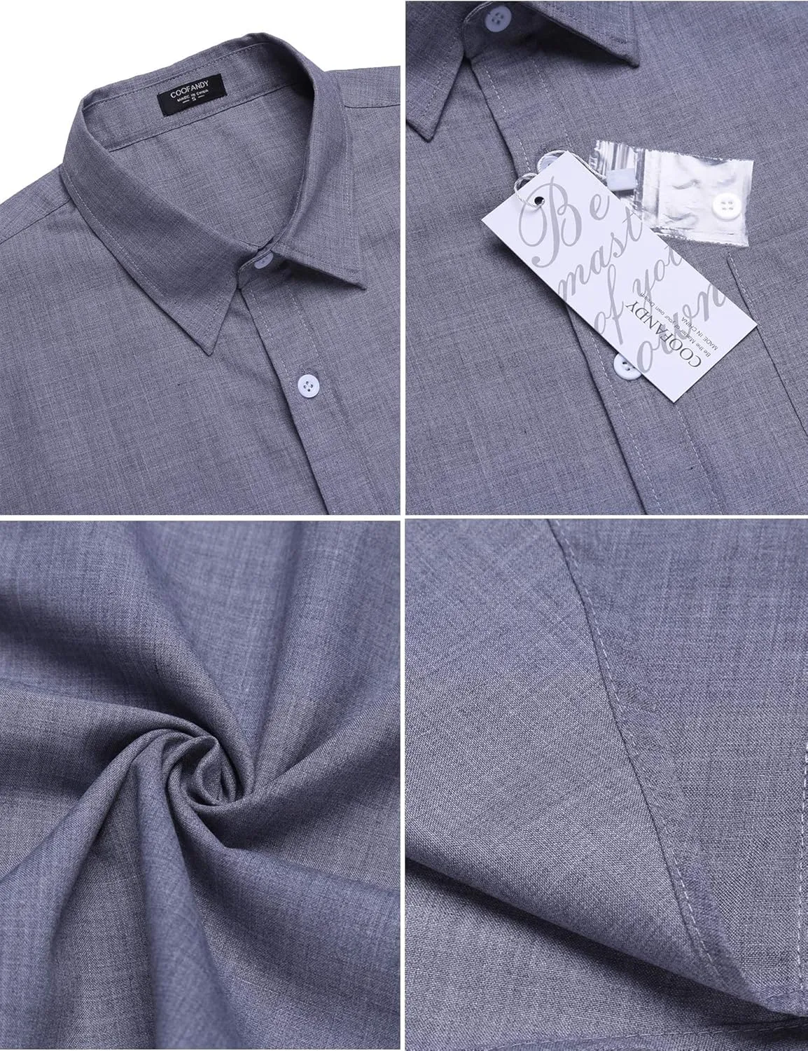 COOFANDY Men's Casual Button Down Shirts Short Sleeve Linen Shirts Summer Beach Dress Shirt