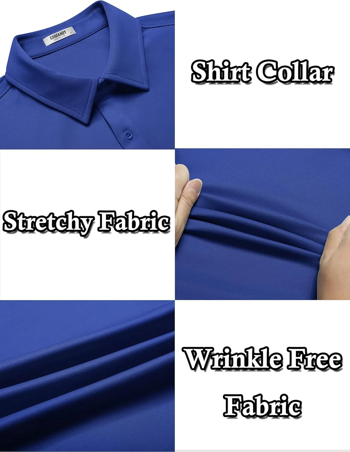 COOFANDY Mens Casual Wrinkle Free Shirts Short Sleeve Button Down Summer Stretch Dress Shirt