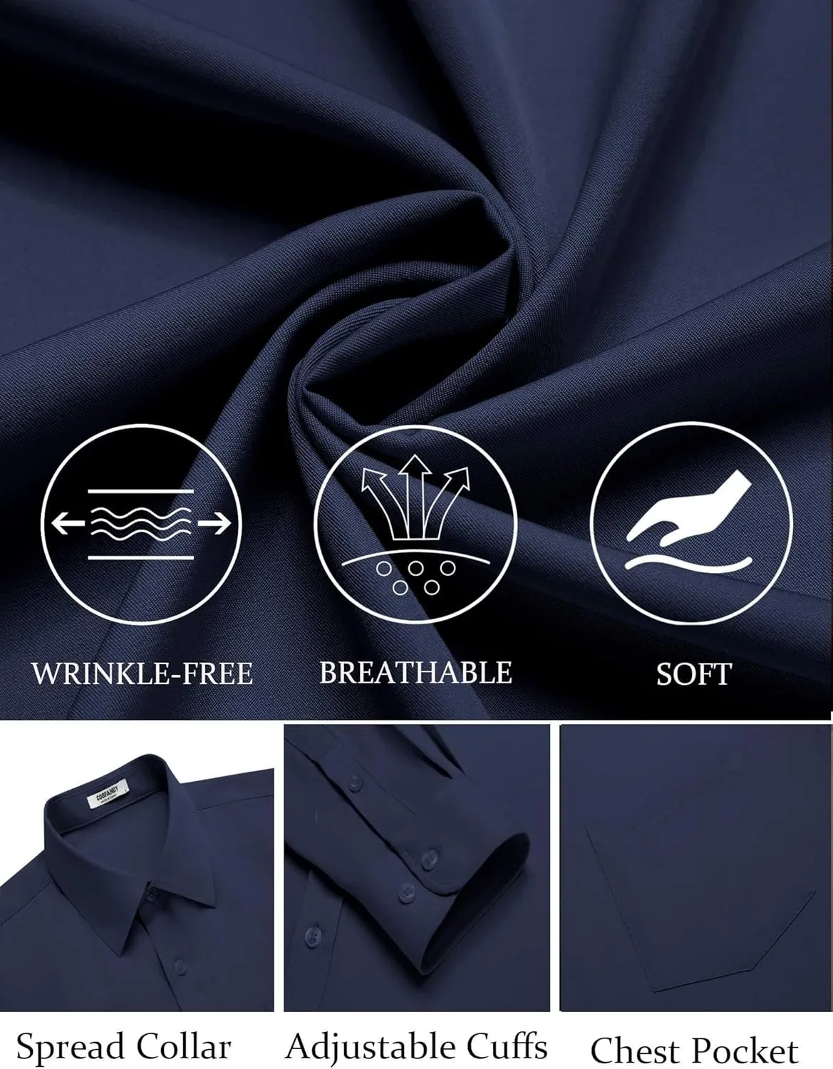 COOFANDY Mens Dress Shirts Wrinkle Free Long Sleeve Button Down Shirt Formal Business Shirts