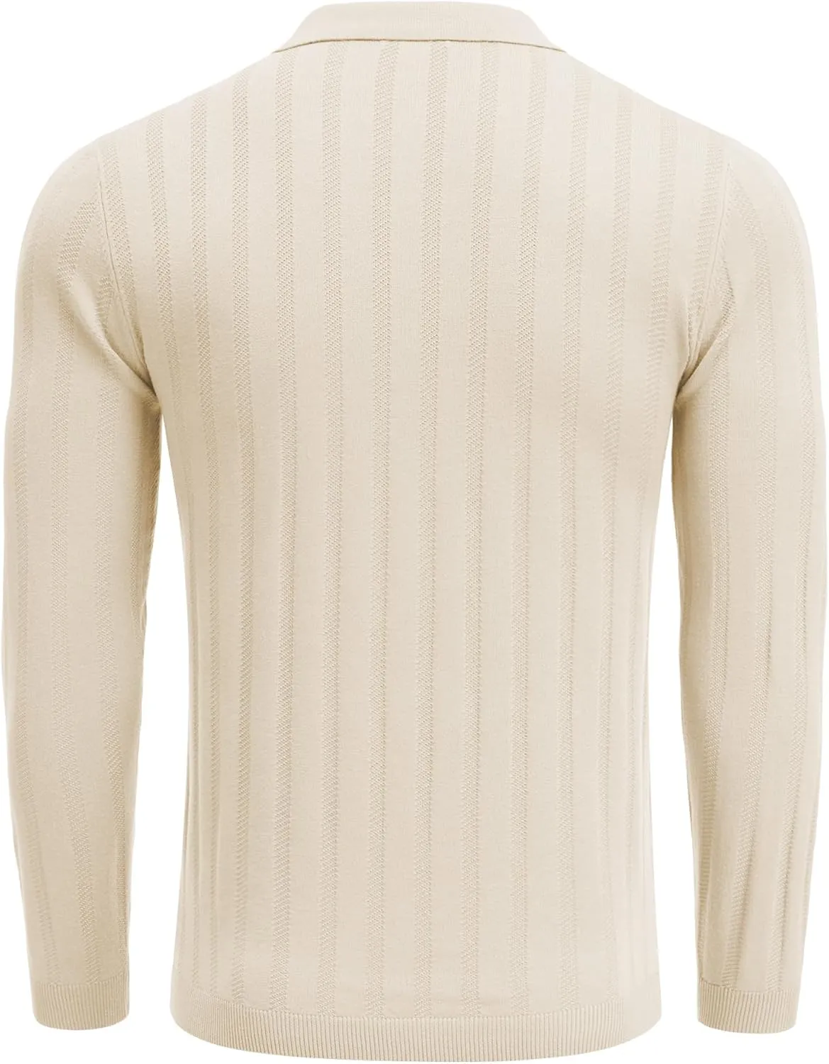 COOFANDY Men's Knit Polo Shirt Casual Long Sleeve Polo Sweater Dress Collar Polo Classic Golf Shirts