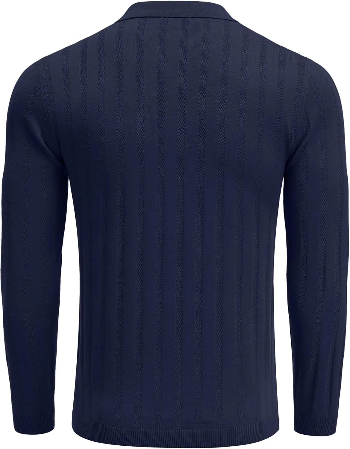 COOFANDY Men's Knit Polo Shirt Casual Long Sleeve Polo Sweater Dress Collar Polo Classic Golf Shirts