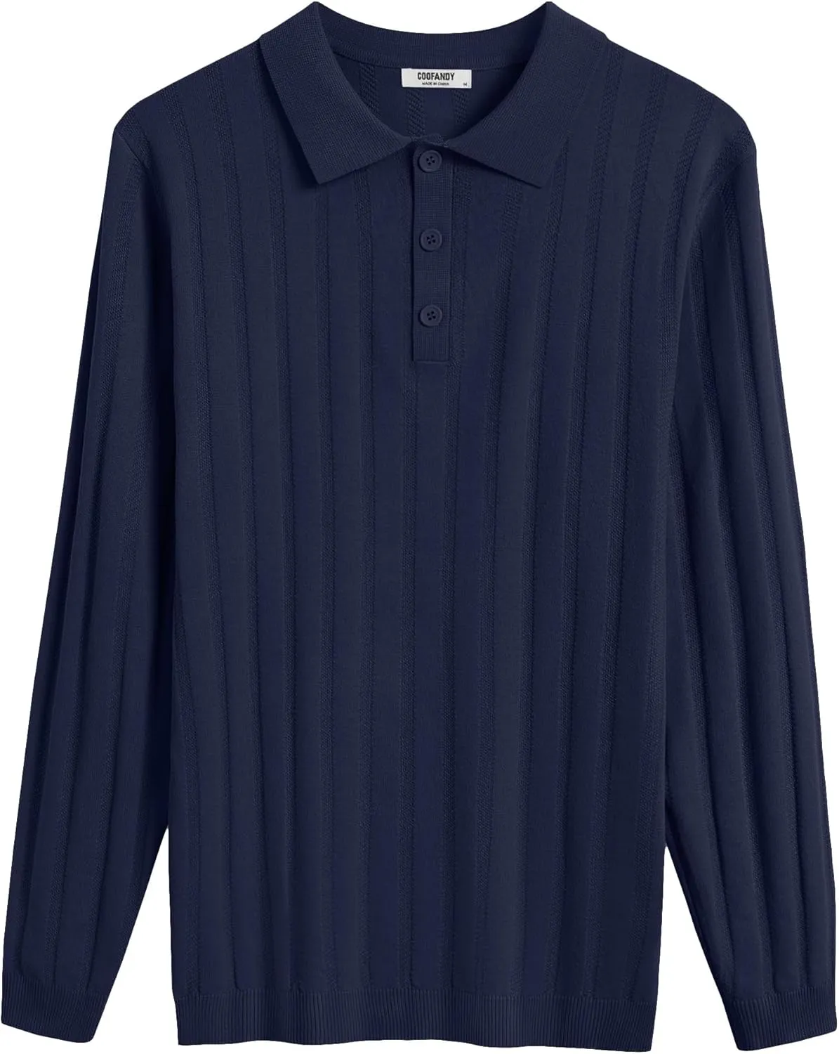 COOFANDY Men's Knit Polo Shirt Casual Long Sleeve Polo Sweater Dress Collar Polo Classic Golf Shirts