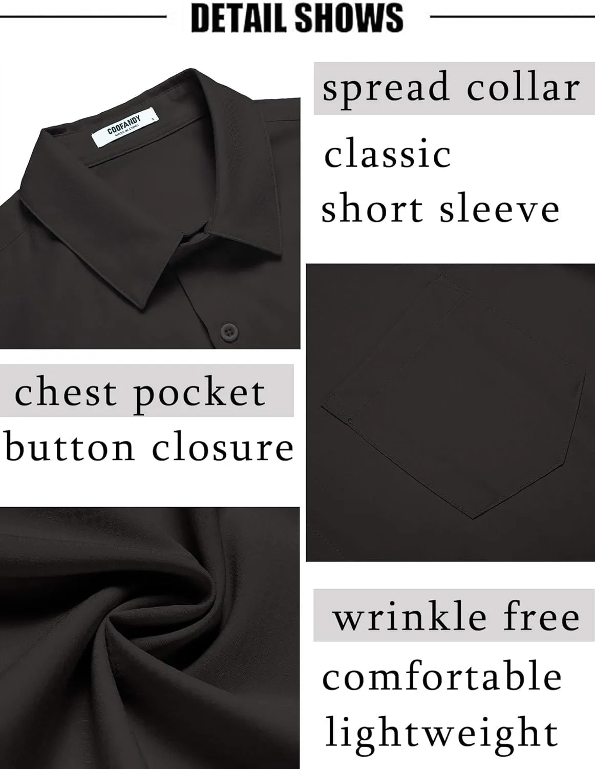 COOFANDY Men's Short Sleeve Dress Shirts Wrinkle Free Regular Fit Dress Shirt Textured Casual Button Down Shirts