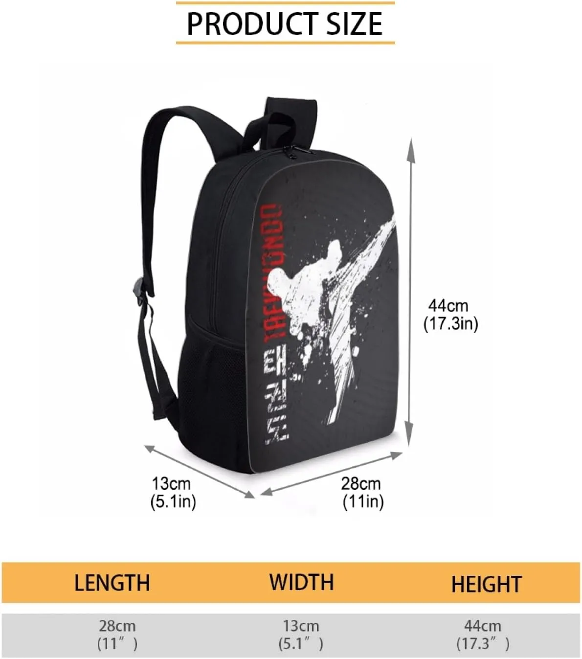 Cool Taekwondo Print Backpack for Elementary College Teenagers School Bag Travel Beach Daypack Boys Girls Shoulders School Backpack