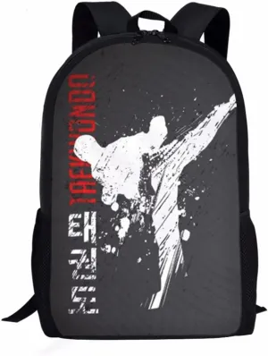 Cool Taekwondo Print Backpack for Elementary College Teenagers School Bag Travel Beach Daypack Boys Girls Shoulders School Backpack