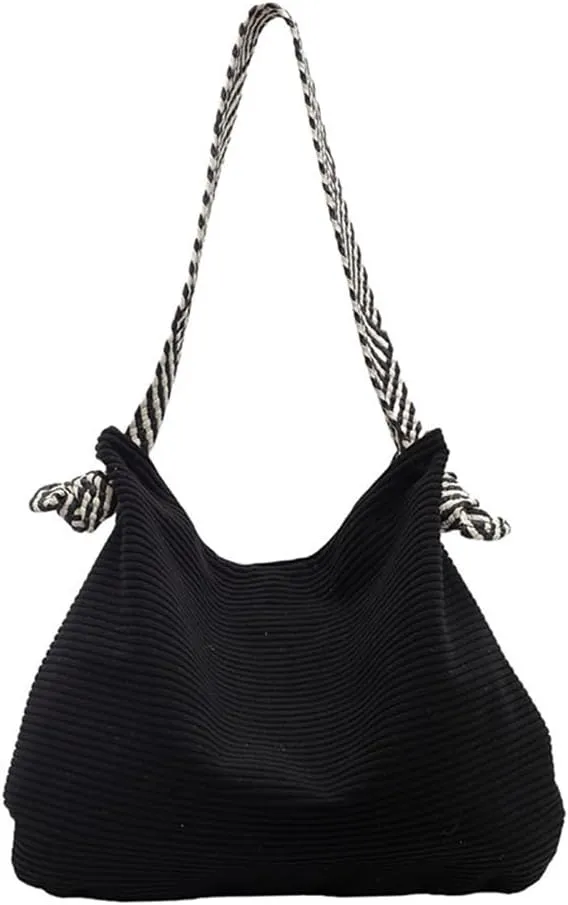 Corduroy Slouchy Hobo Bags for Women Large Corduroy Tote Bag with Wide Strap Casual Work Travel Shoulder Handbag