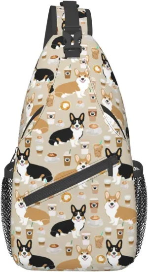 Corgi Sling Bag Crossbody Sling Backpack Gifts For Corgi Lovers Travel Chest Bag Daypack Purses Shoulder Bag Women Men's