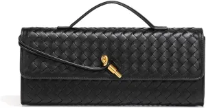 Covelin Women's Handmade Woven Evening Bag Leather Shoulder Clutch Handbag Fashion Crossbody Purse