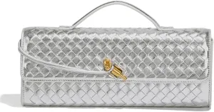 Covelin Women's Handmade Woven Evening Bag Leather Shoulder Clutch Handbag Fashion Crossbody Purse