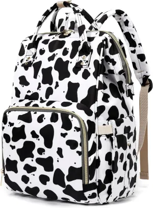 Cow Print Baby Diaper Bag Backpack for Girls Boys, Waterproof Large Maternity Nappy Bags for Mom