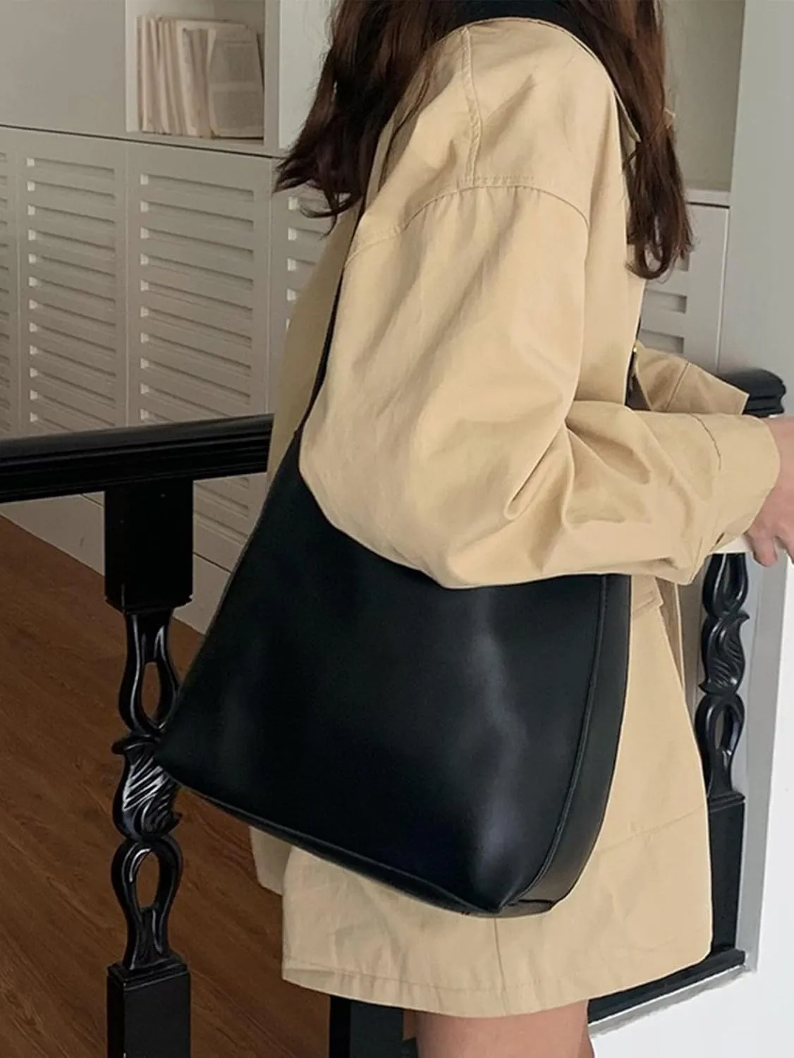 COZYEASE Women's Hobo Buckle Bag Casual Soft Leather Shoulder Bag Business Crossbody Top Handle Tote Bags