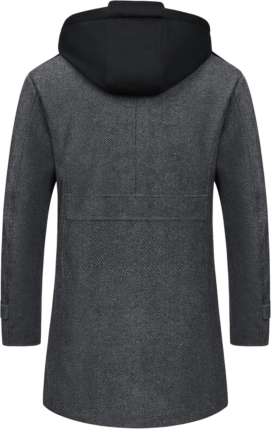 CREATMO US Men's Classic Pea Coat Wool Blend Trench Coat Windproof Business Overcoat With Detachable Hood